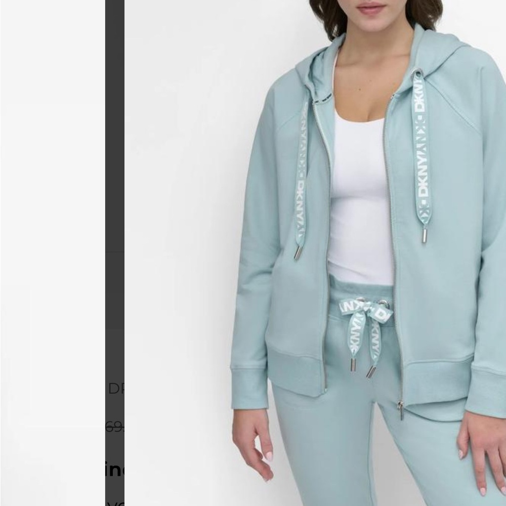 🥣🌀🧵DKNY Women's Sky Blue Zip-Up Hoodie